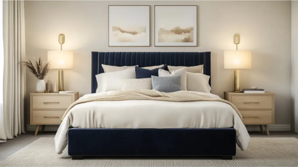 Elegant Navy Blue and Cream Bedroom Inspiration for a Timeless Look