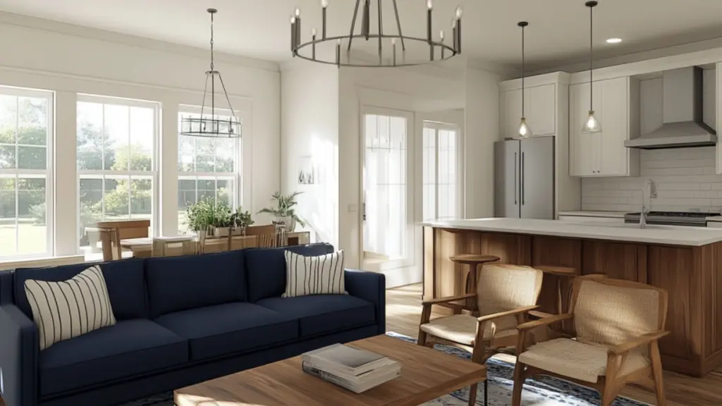 Modern Farmhouse Open Plan Kitchen Living Room Decor: Style Your Space with Comfort and Charm