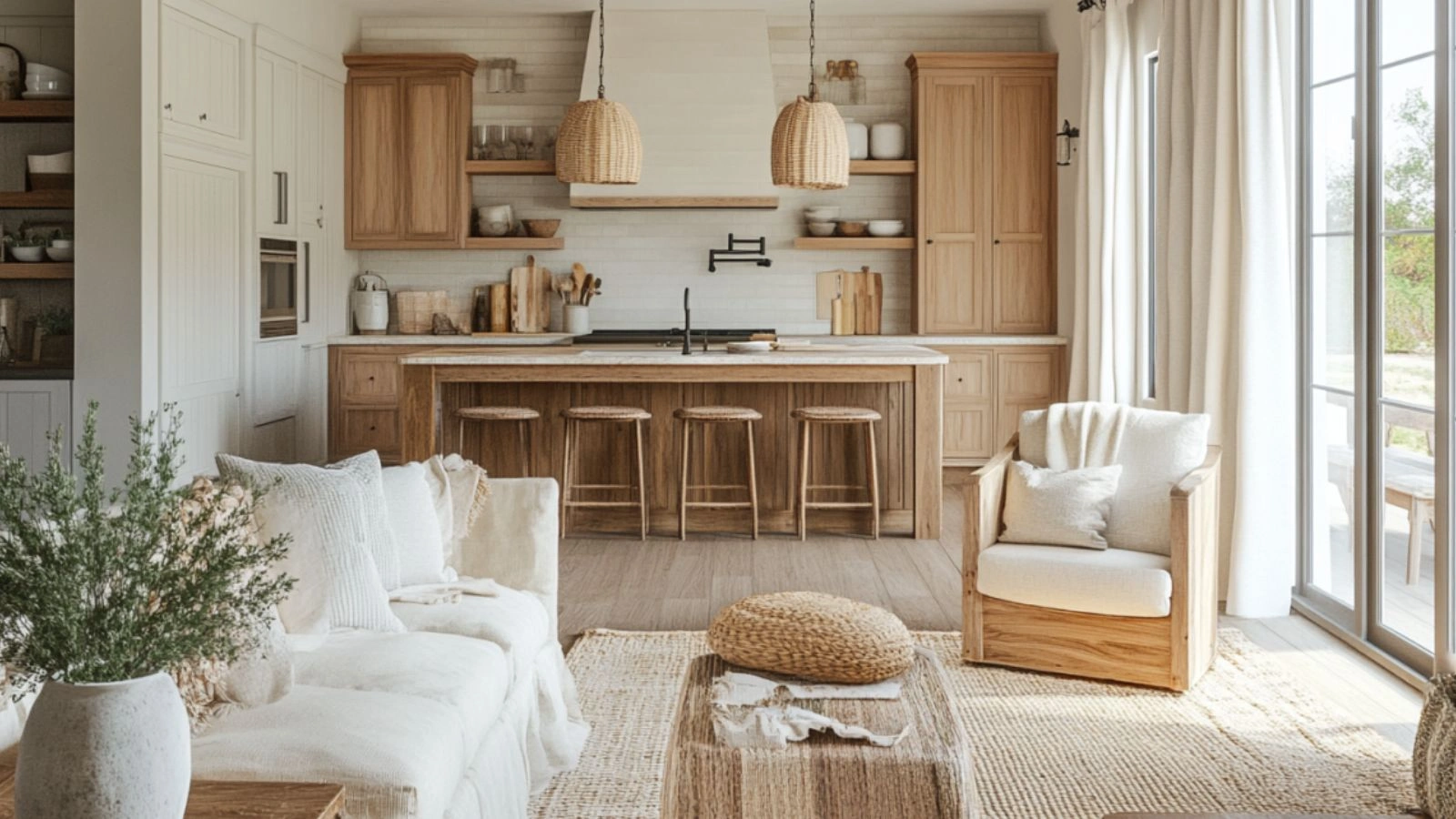 Modern Farmhouse Open Plan Kitchen Living Room Decor: Style Your Space with Comfort and Charm