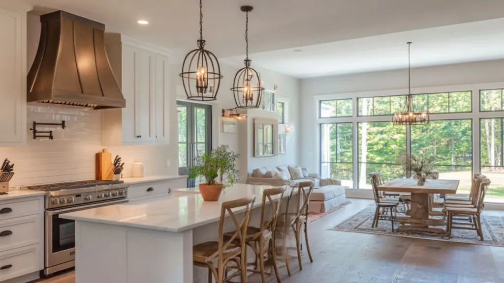 Modern Farmhouse Open Plan Kitchen Living Room Decor: Style Your Space with Comfort and Charm