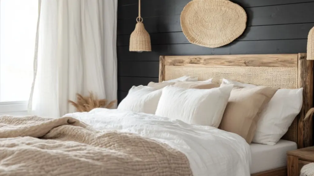Cozy Black Farmhouse Bedroom Ideas with Rustic Touches