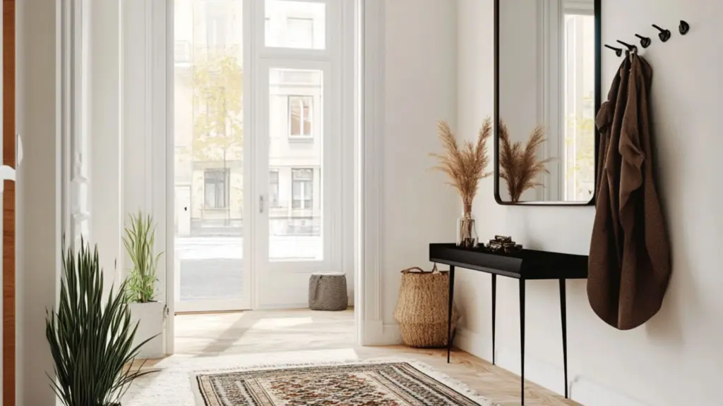 Chic Apartment Entryway Ideas with Statement Rugs