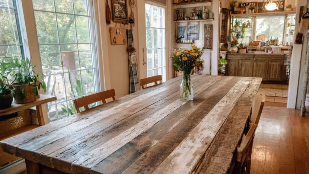Kitchen Table Makeover Ideas with Distressed Finish