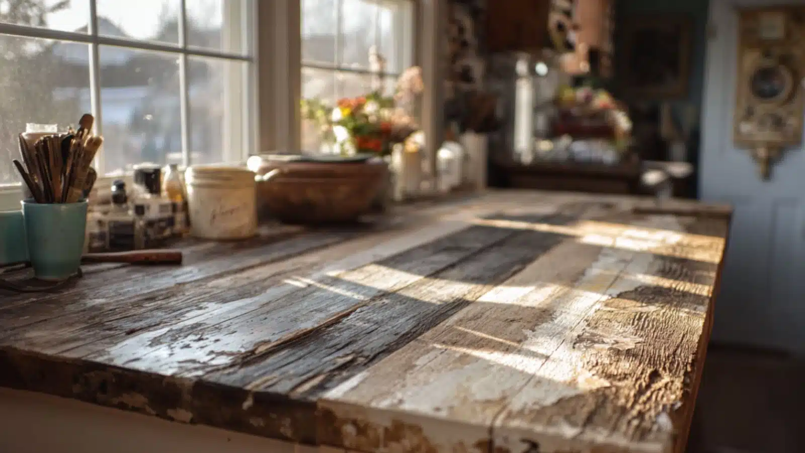 Kitchen Table Makeover Ideas with Distressed Finish