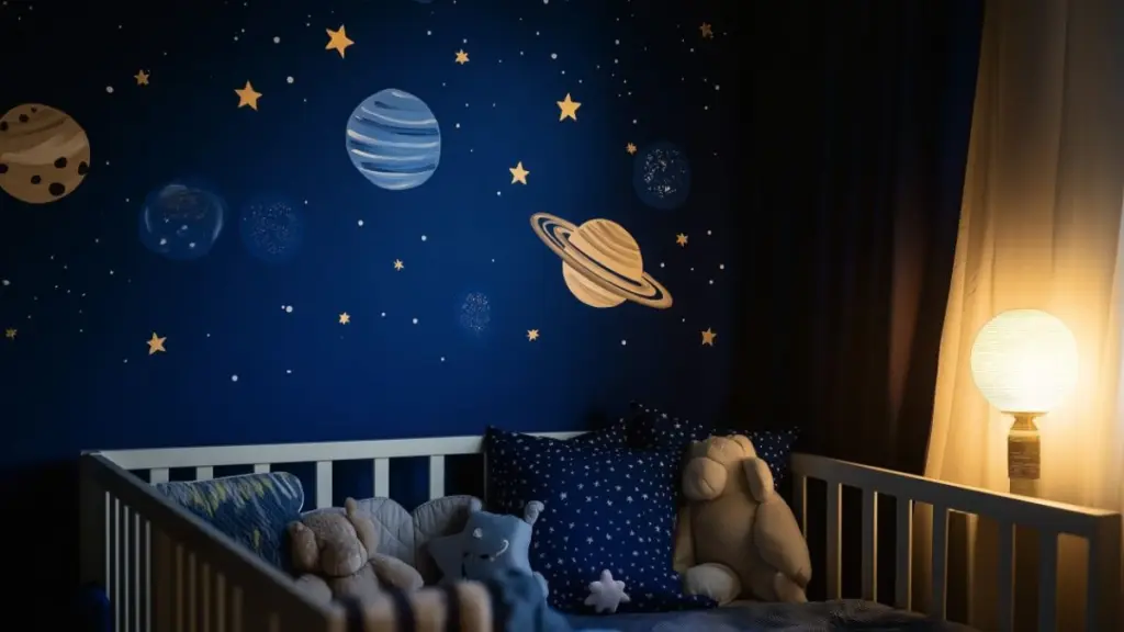 DIY Space Themed Nursery with Planet and Star Accents for a Cosmic Look