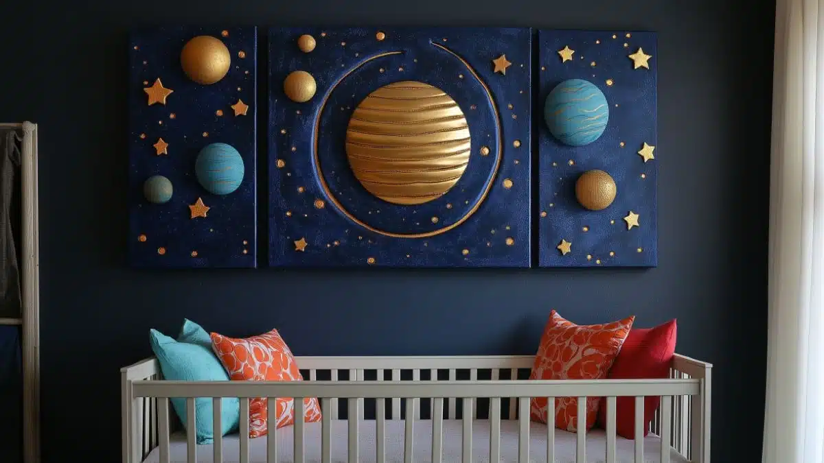 DIY Space Themed Nursery with Planet and Star Accents for a Cosmic Look