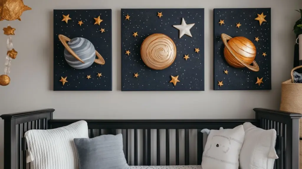 DIY Space Themed Nursery with Planet and Star Accents for a Cosmic Look